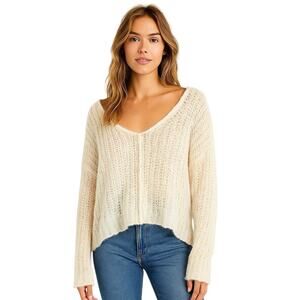 Free People Moonbeam Sweater Size L Alpaca Blend Ivory Boho Slouchy Pullover